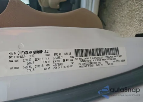 2014 Dodge Grand Caravan Sxt z USA, uszkodzony, nr VIN 2C4RDGCG2ER153554